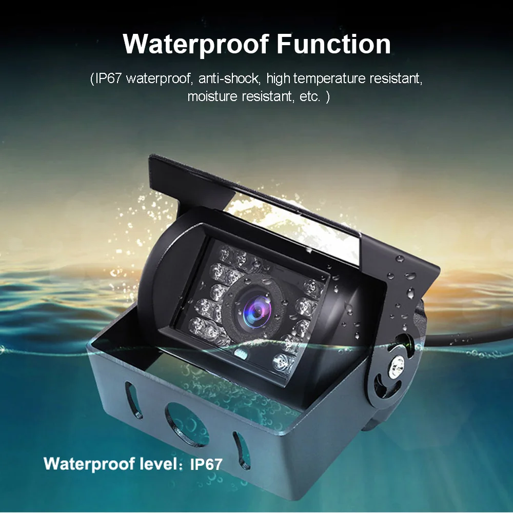 170 Degree Car Reversing Aid IP68 Waterproof Super Night Vision Bus Truck Rear View Camera for Car Parking