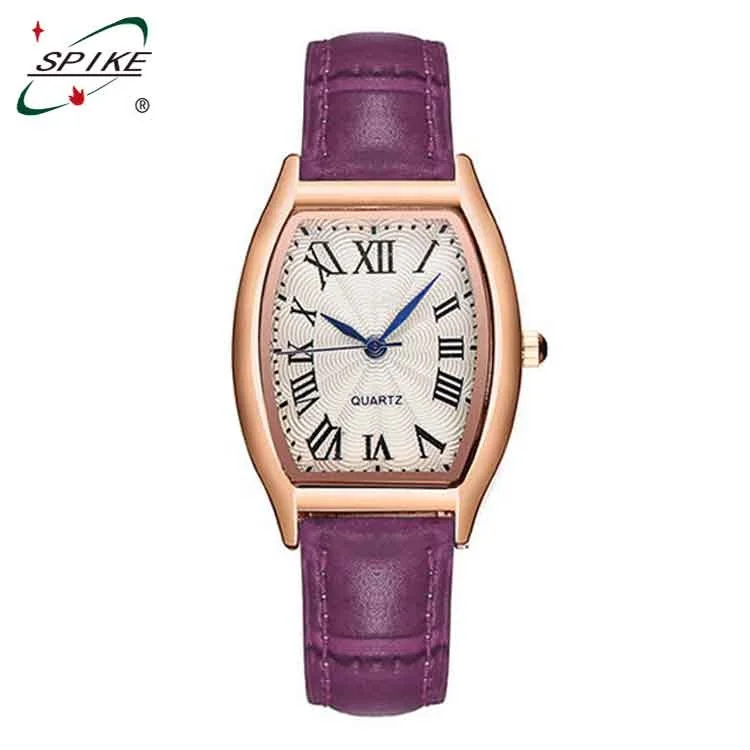 Waterproof leather band japan movement quartz watches stainless steel back