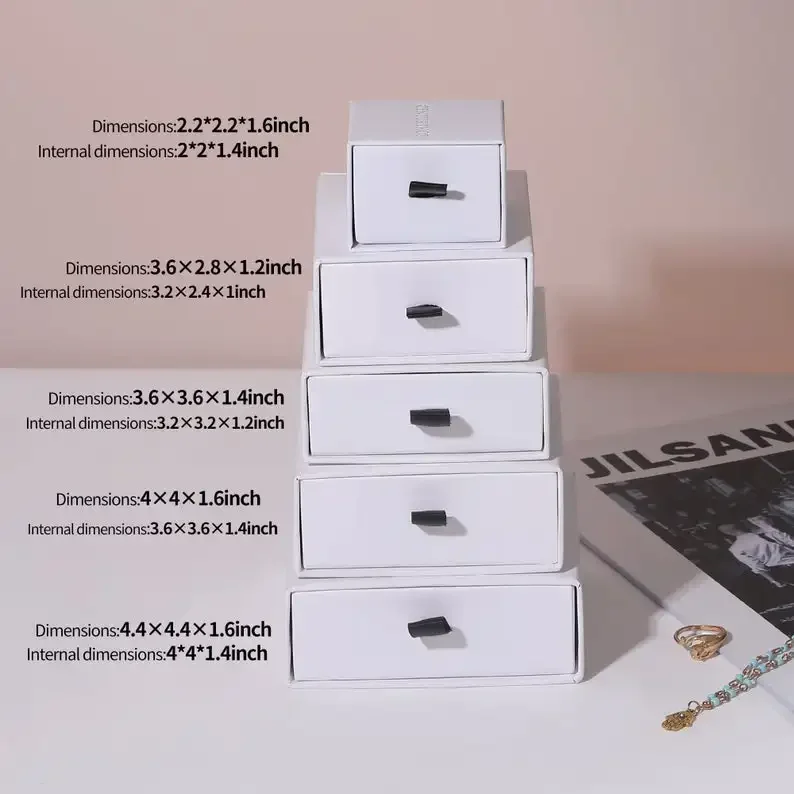 Custom  Sliding Drawers Luxury Jewelry Packaging  Paper Gift Box with Handle for Earring Drawer Jewelry Boxes