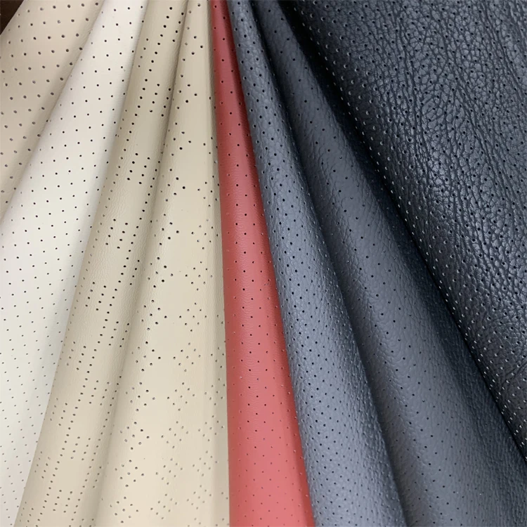Design Recycled PVC Punching Leather Quilted Fabric Upholstery Synthetic Fashion Embossed with Holes for Car Seat Cover
