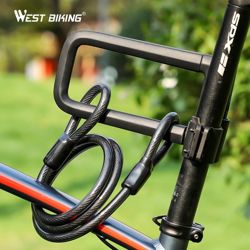 Велосипедный U-образный замок WEST BIKING стальной Противоугонный кабель для горных и дорожных велосипедов тяжелая защита от