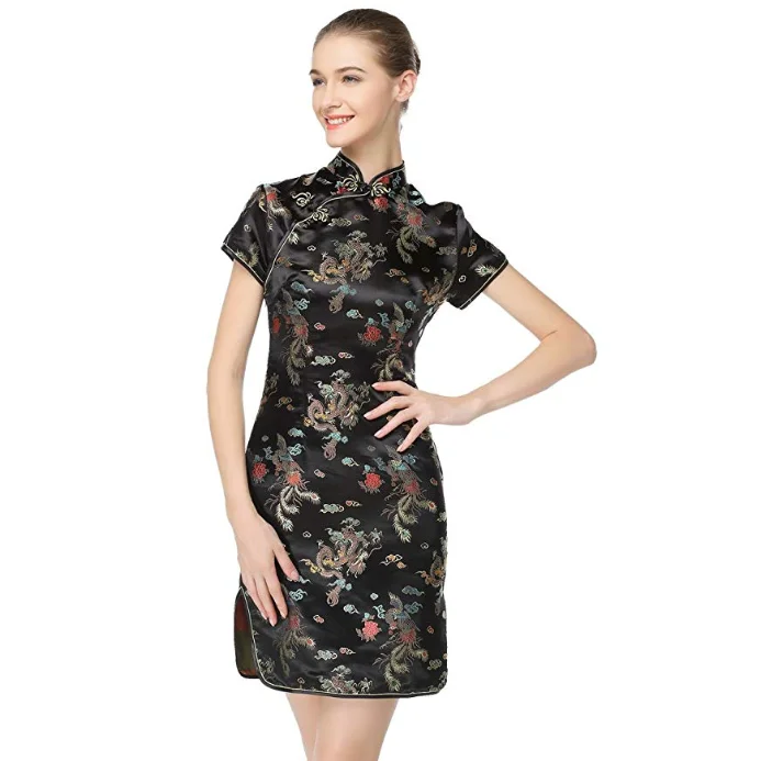 
Hot Sale Chinese Traditional Short Sleeve Cheongsam Qipao Women Dress 