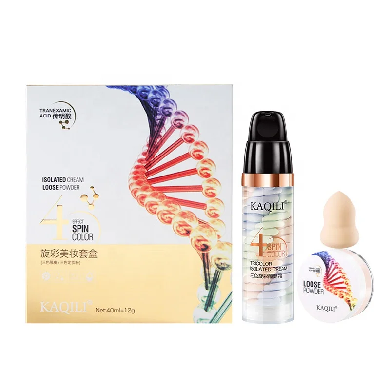 Kaqili waterproof tranexamic acid foundation makeup set  oil-control loose powder  and sponge private label concealer  primer