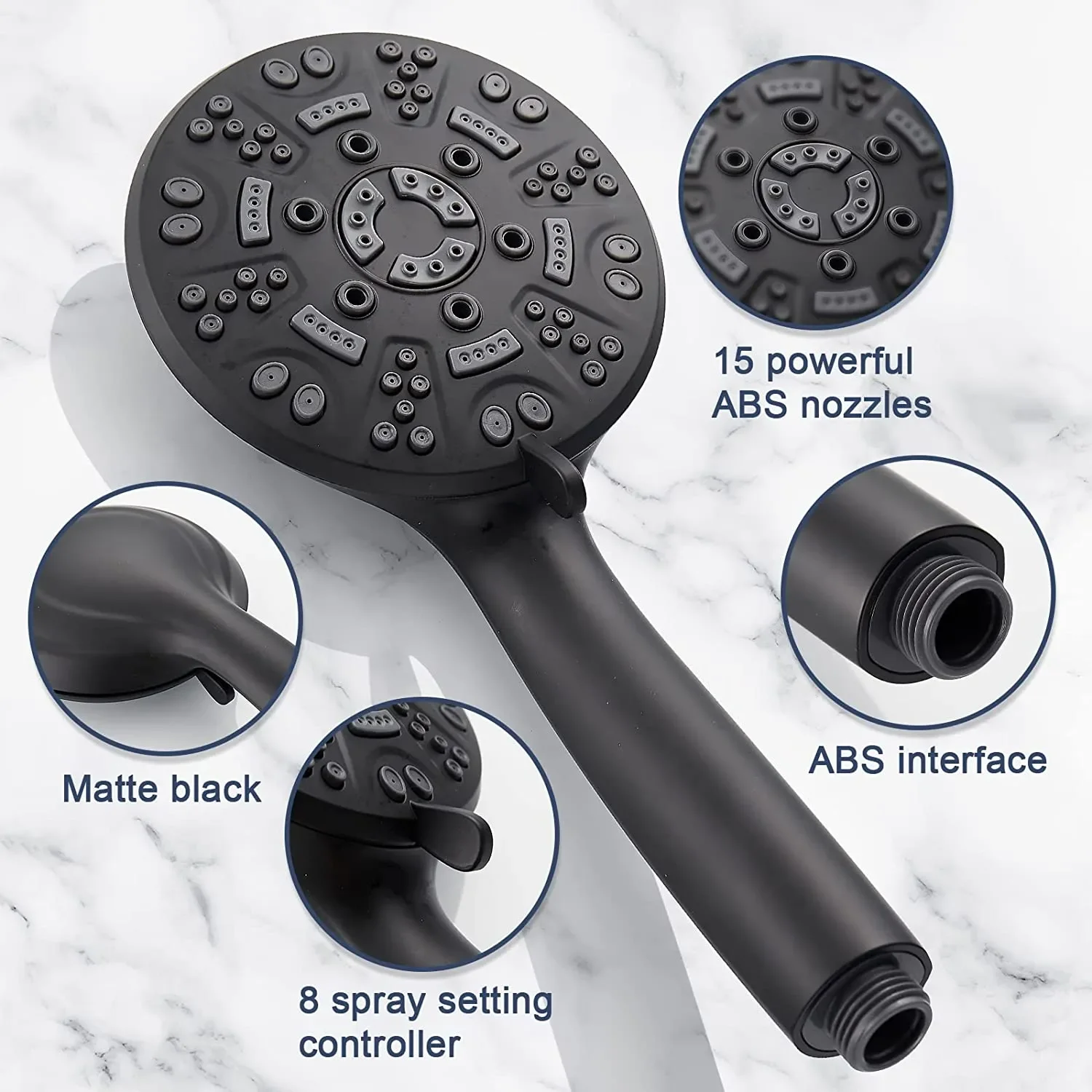 Luxury 8 Spray Settings New Tech Design High Pressure Oxygen Mist Hand Shower Head