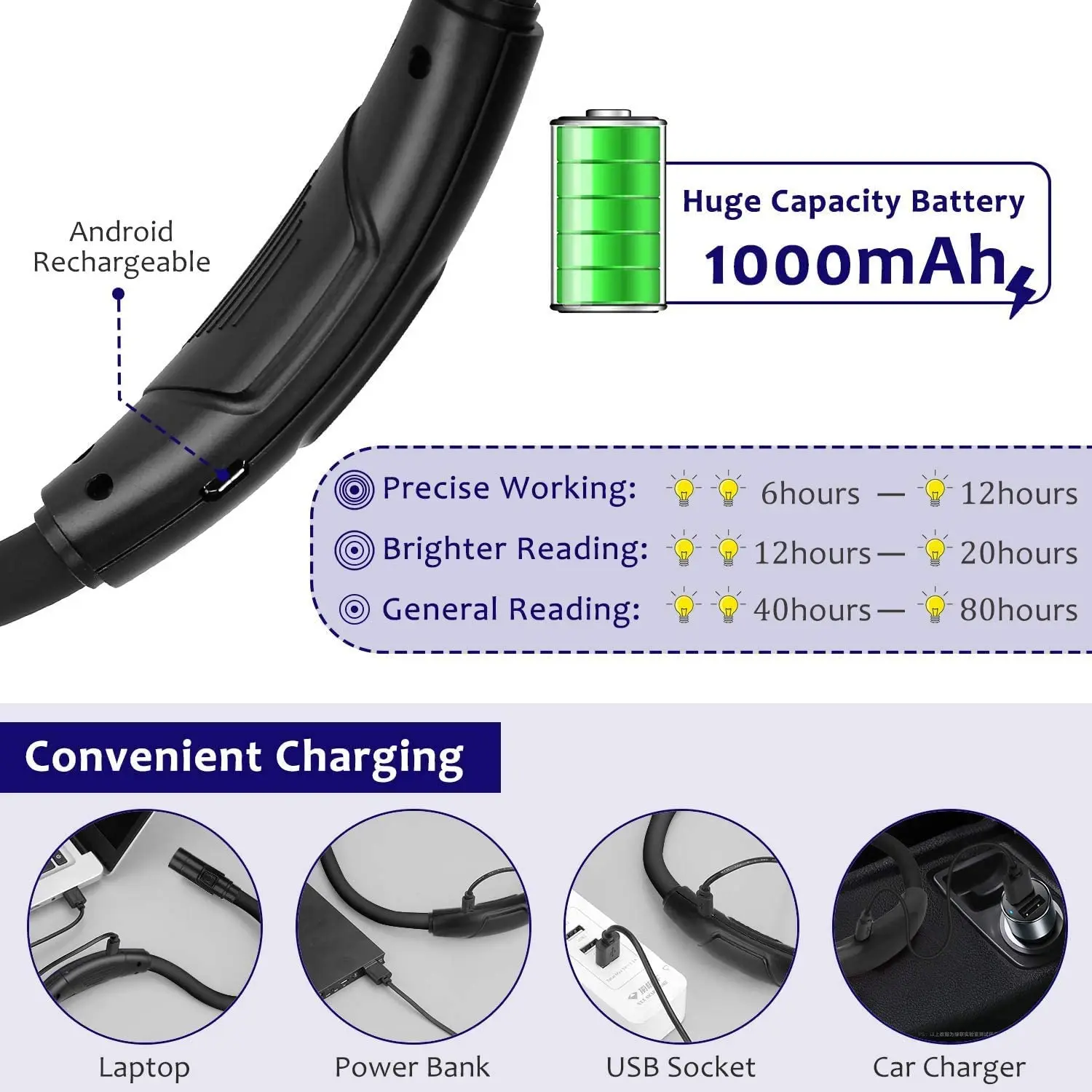Factory Direct Sale Book Reading Light Neck Reading Light Rechargeable Book Light