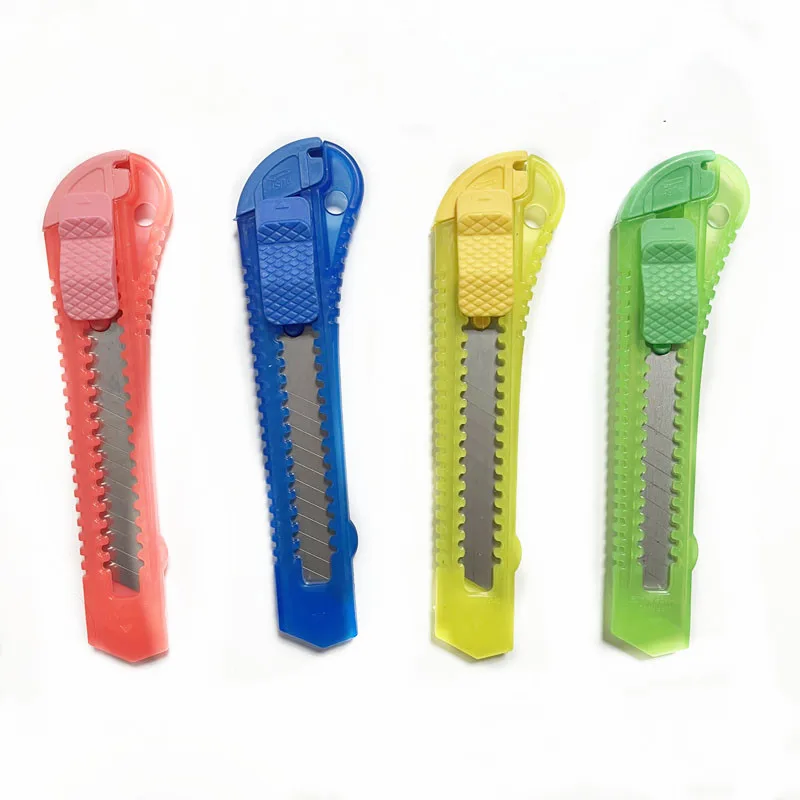 Wholesale Promotional Factory Supplies Stationery Knife Plastic Handle Sliding Retractable Utility Knife