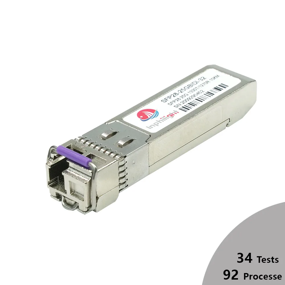 
Compatible SFP-25GBX-D-10-I 1330nm-TX 1270nm-RX 10km QSFP28 bidi Optical Transceiver LC 