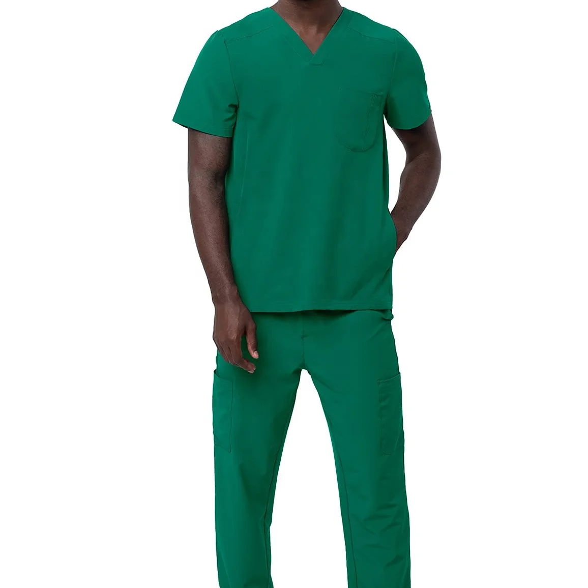 new style hospital scrubs sets nurse uniform Unisex ultrasoft drop neck scrub top uniform tealgreen spandex scrub uniforms