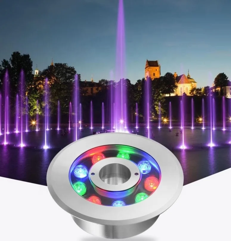 ip68 waterproof 9w adjustable outside dry underwater led fountain nozzle lights for small fountain