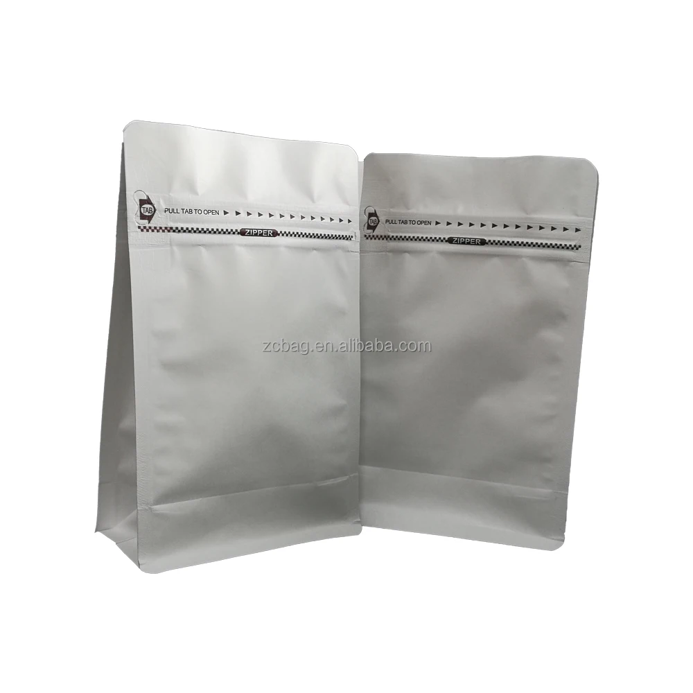 Laminate Matt White Coffee Packaging Foil Pouch Food Delivery Gravure Printing Coffee One Wag Degassing 500g 250g Packaging Bags