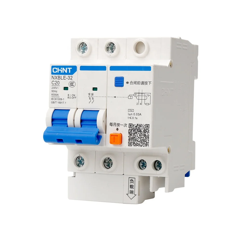 
 Автоматический выключатель CHNT NXBLE-32 2P 20A 30mA 6kA RCBO  