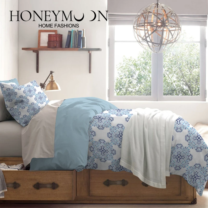 HONEYMOON hot sell 3D fashion printed bed set bedding 3pcs Modern Soft cotton comforter sets for all season
