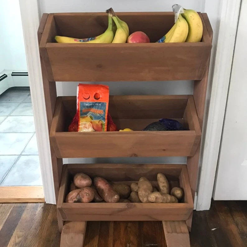 Wood Vegetable Bin- Wood Snack Stand- Produce Stand - Vegetable or fruits Storage