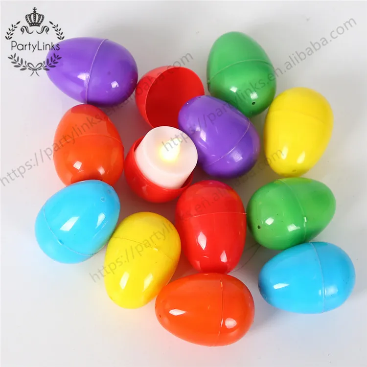 LED 12pcs Easter Decoration Plastic Eggs Colorful Hanging Ornament Ball Painting Kids Toys For Easter Party Home Decor Supplies