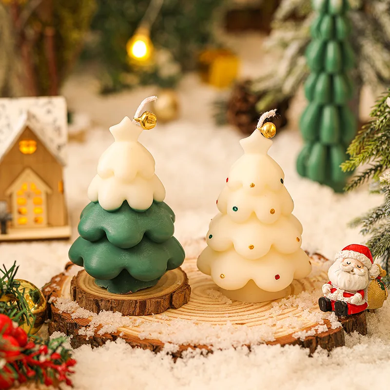 Enchanting Miniature Christmas Tree Candle Collection - Handcrafted for Festive Holiday Decor and Celebrations