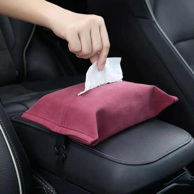 Car Multi-Function Leather Tissue Box Car Armrest Box Kraft Paper Towel Bag