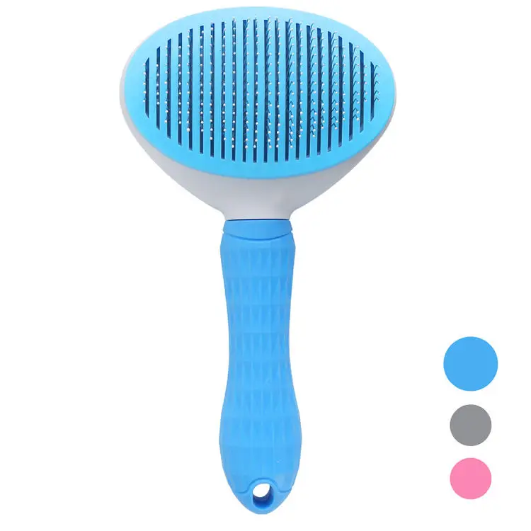 Slicker Hair Tick Remover Grooming Dog Comb Stainless Steel Self-cleaning Brush Pet Grooming Tool