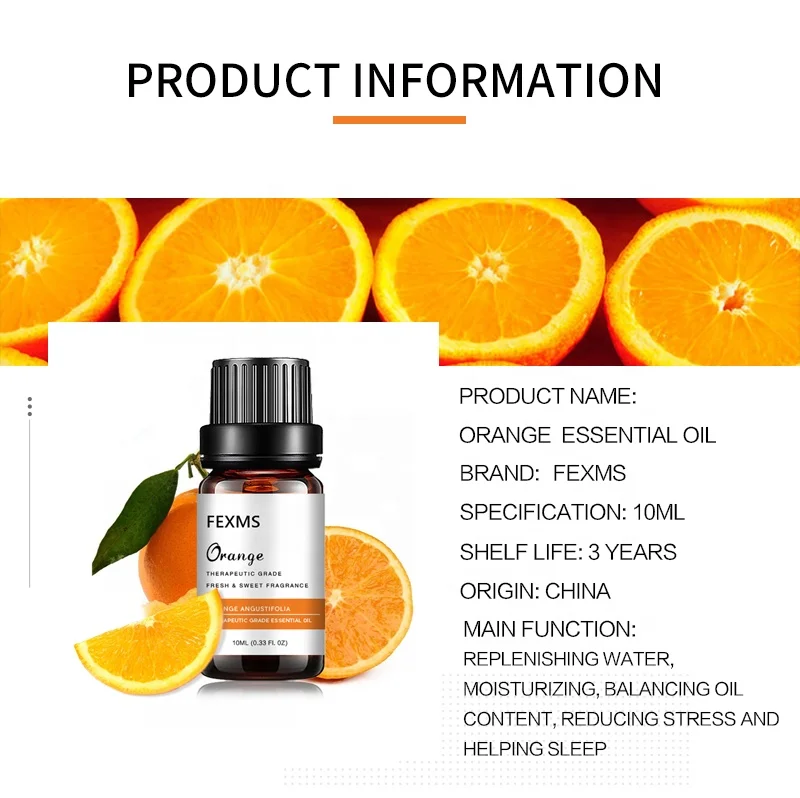 FEXMS 100% Pure & Natural Sweet Orange Essential Oil  for Skin Body Massage Oil and Aromatherapy Premium Quality Orange Oil