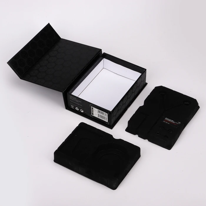 Custom Printed Earphone Headphone Packaging Luxury Rigid Cardboard Black Magnetic Closure Gift Box