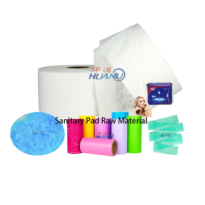 China manufacturer high quality hot air through non-woven breathable bottom pe film sap sanitary napkin pad raw materials