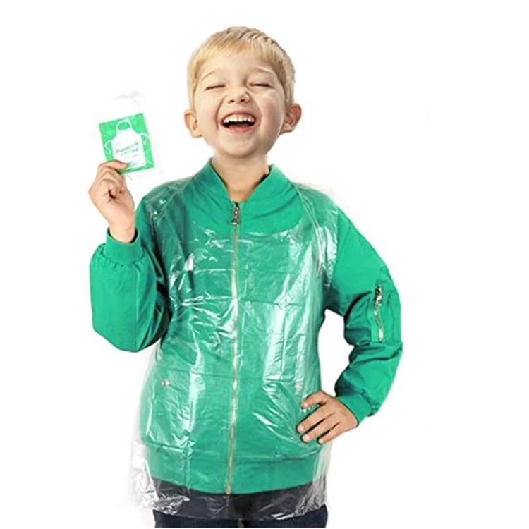 High Quality Waterproof Transparent Printed Polyethylene Pe Disposable Plastic Kids Apron For Children