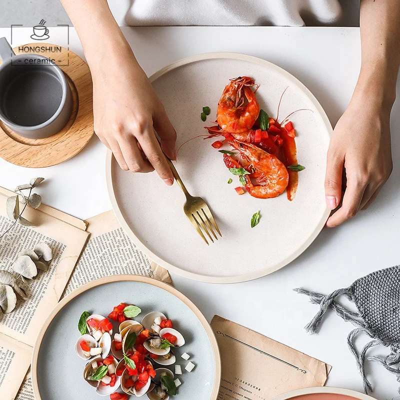 
Custom Ceramic Breakfast Plate Nordic Creative Simple Steak Plate Home Dish Plate 