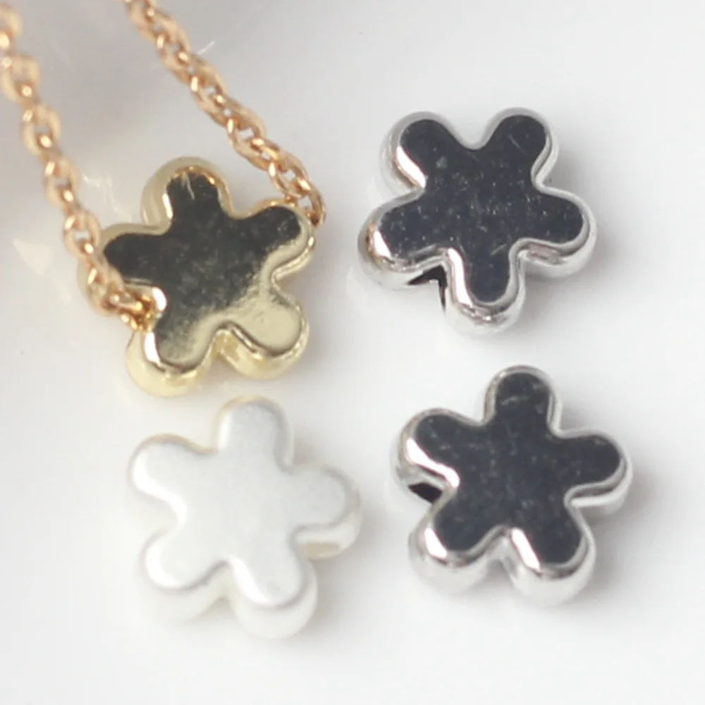 Spray painted gold and silver flower loose beads Diy minimalist alloy bracelet necklace creative jewelry
