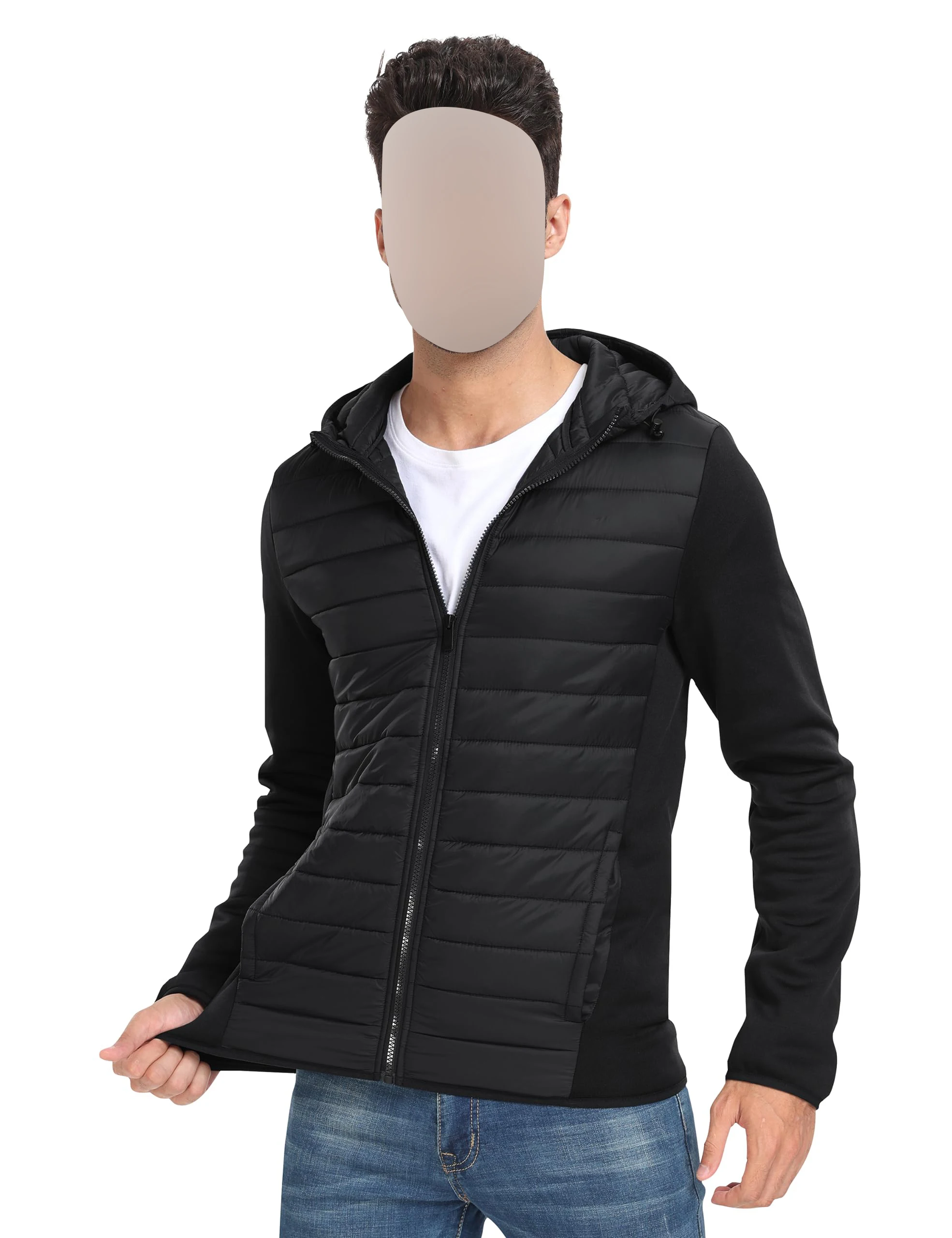 Custom Outdoor Hiking Casual Mens Golf Hybrid Jacket Waterproof Fleece Full Zip Lightweight Jackets Coats With Hood