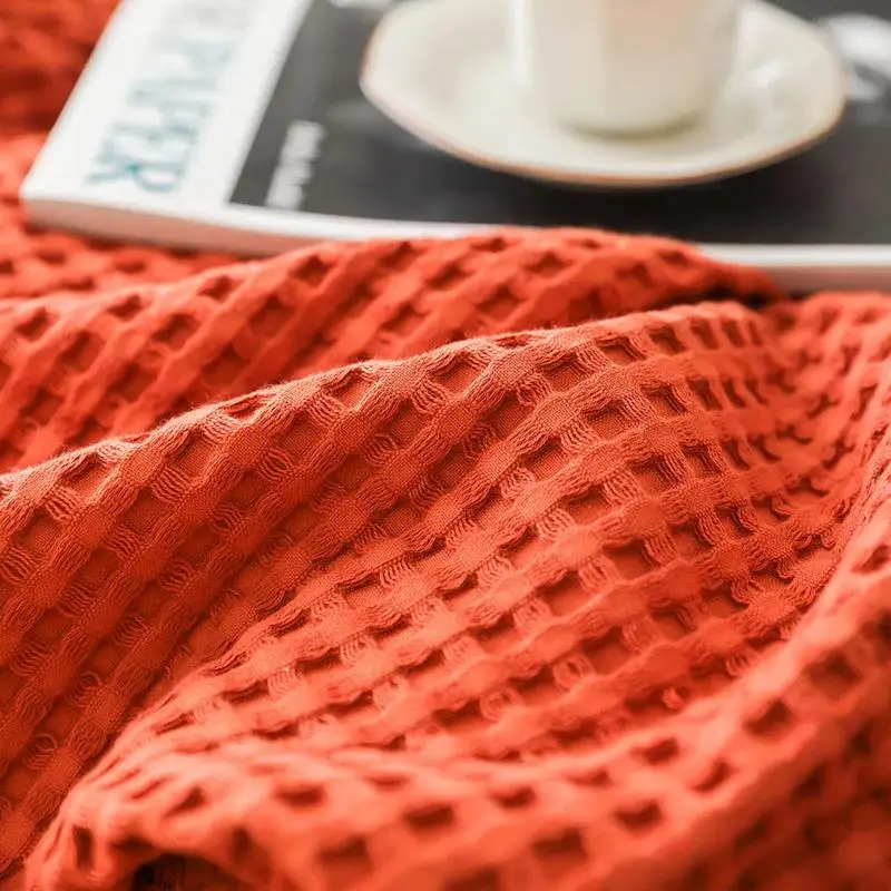 Summer 3D Waffle Plaid Pure Cotton Bed Blanket Throw Thin Quilt Knitted Bedspread Home Hotel Coverlets Sofa Cover Throw Blankets