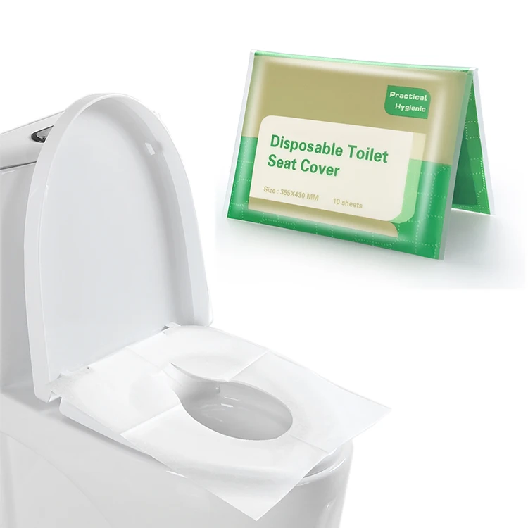 Paper toilet seat covers disposable flushable in toilet after use