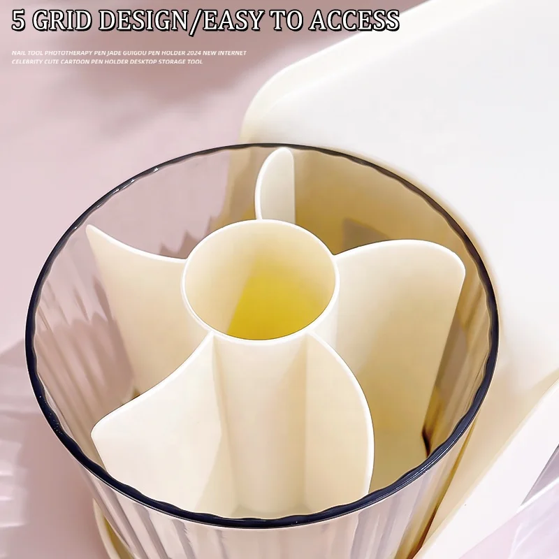 Multifunctional Rotating Nail Art Organizer For Nail Brush Cuticle Nippers Container Nail Beauty DIY Manicure Tools Storage Box