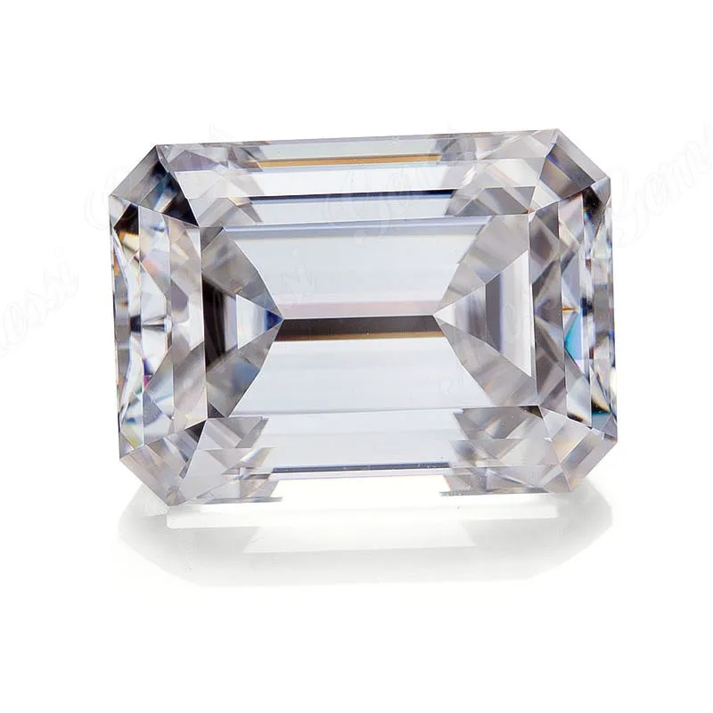 Messigems White Color Loose VVS Stones Emerald Cut Moissanite