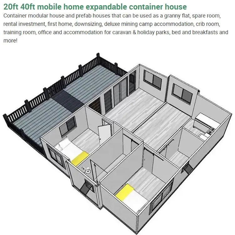Hot Sale Manufacture Quality Expandable Container House 2 Bedrooms House Prefabricated Portable Expandable Container Houses