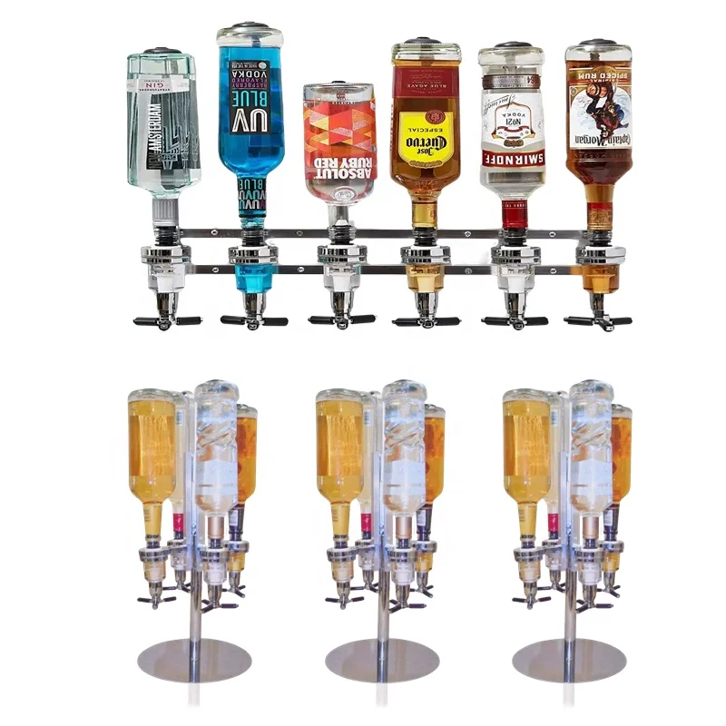 Hot selling 4 Rotating /Wall Mounted Bottles Wine Dispenser Machine draft Beer /liquor Pump Dispensers with Stand