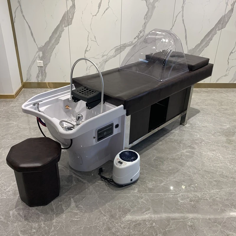 High Quality Full Recline Massage Shampoo Bed Hair Salon Furniture Spa Head Water Therapy Washing Chair And Shampoo Bowl