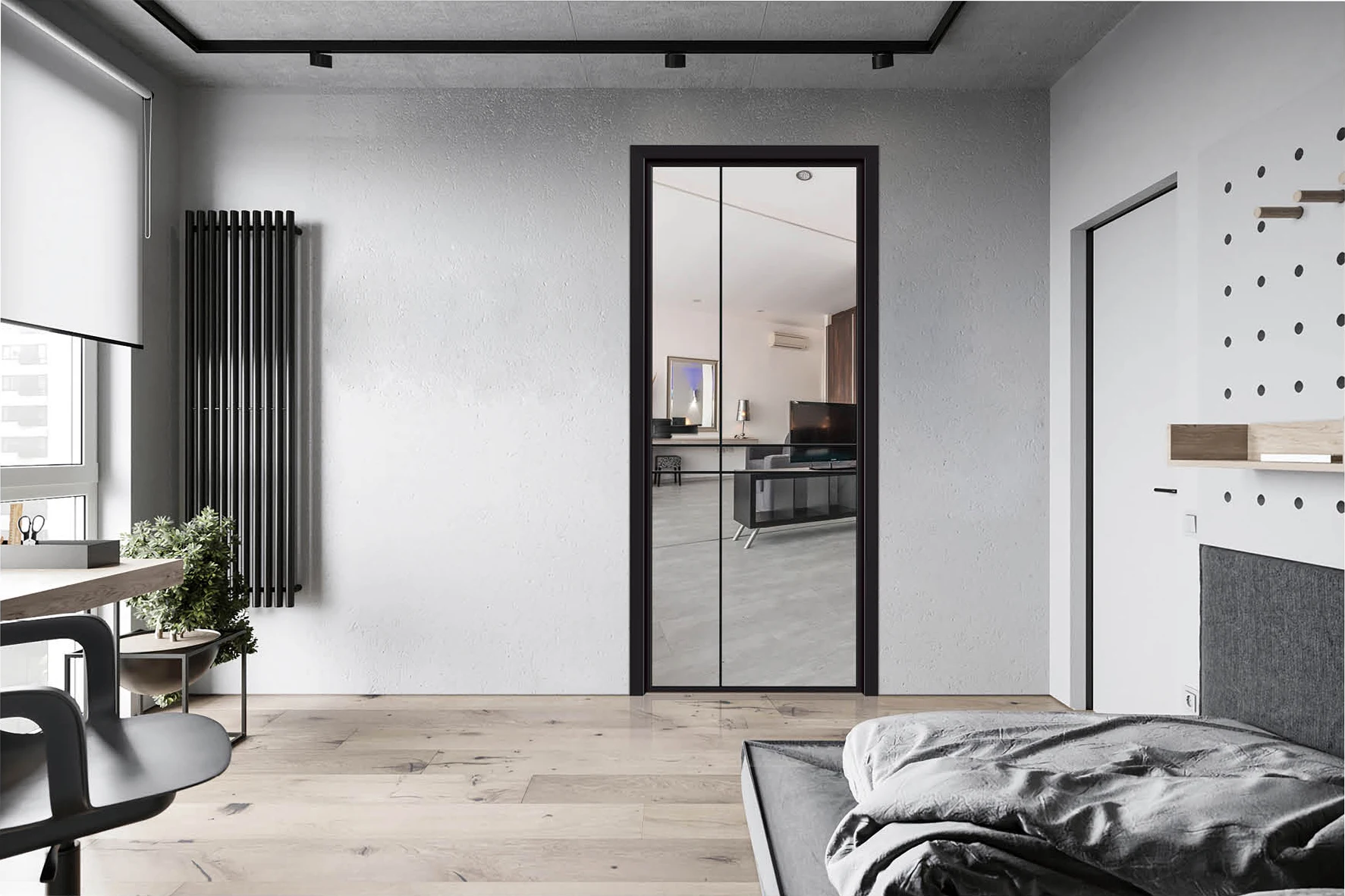 Glass Swing Door Narrow Frame Aluminum Slim modern Design Villa kitchen Aluminum Alloy frost glass casement doors for House