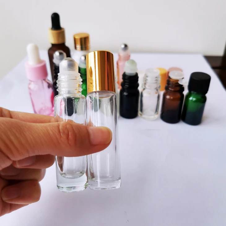 Essential Oil Perfume Roller Bottle Amber Clear Black 3ml 5ml 10ml Metal Ball On Bottle with Rollball