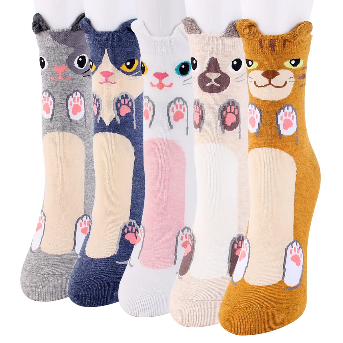 
Wholesale Hot Selling Spring Cute Novelty 3d Cartoon Cat Dog Crew Cotton Socks Japanese Socks Women 