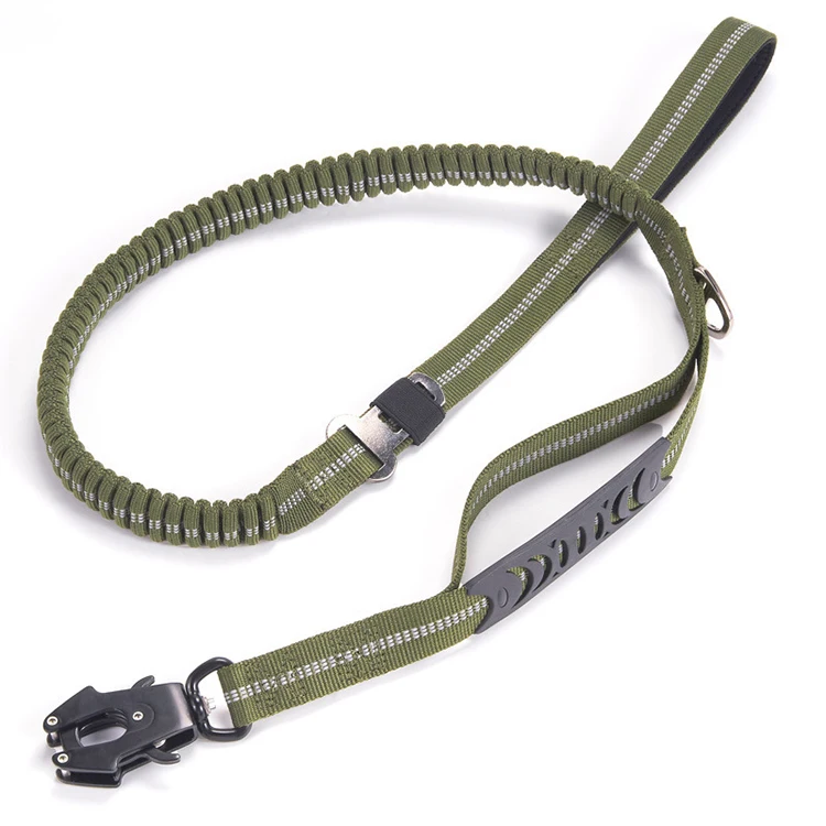 Double Handle Pet Leash Dog Seat Belt Heavy Duty Long Bungee Reflective Custom Logo Multifunction Tactical Frog Clip Dog Leash