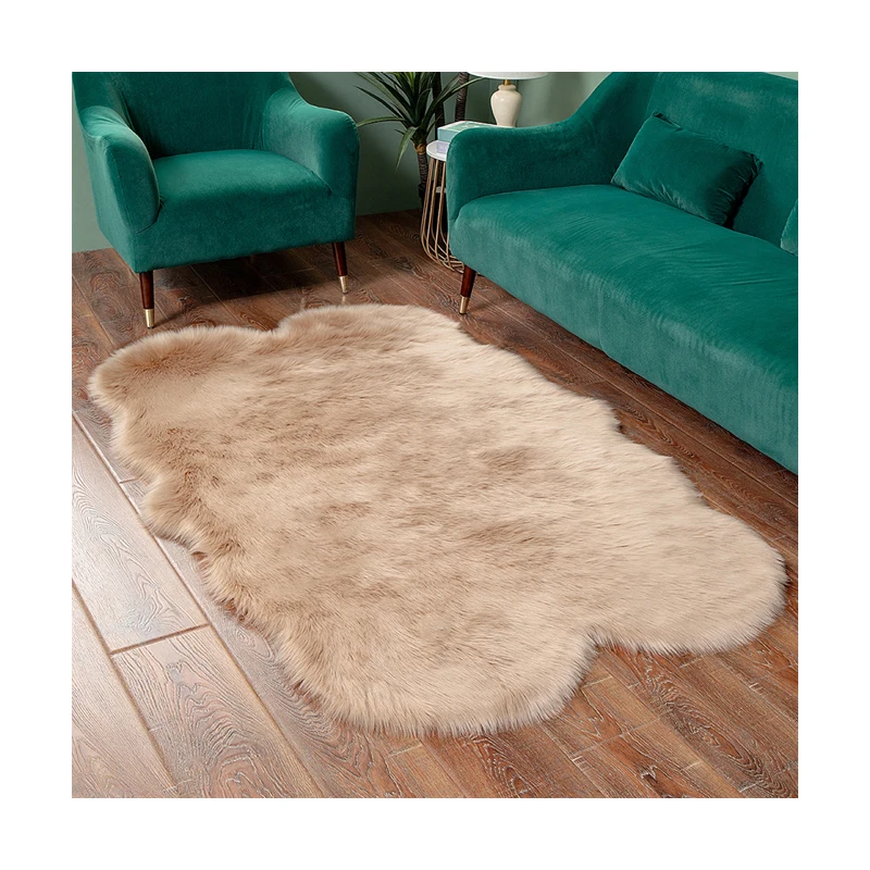 Китайский ковер для комнаты декоративный круглый белый из овчины искусственного меха