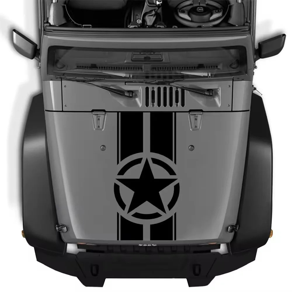 RTS 2025 1Pcs For TJ LJ JK Star Stripes Decal Vinyl Hood Sticker Car Truck DIY Waterproof car stickers