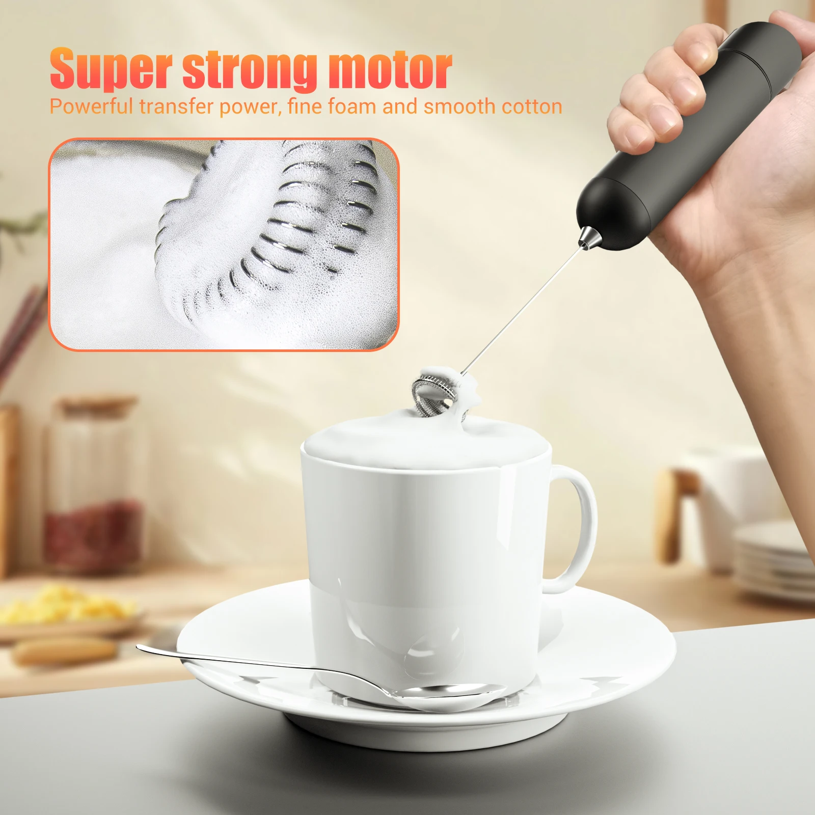 Hot Sale 2023 New Kitchen Gadgets ABS Electric Milk Frother Handheld Battery Operated Coffee Foamer Blender Coffee Stirrer