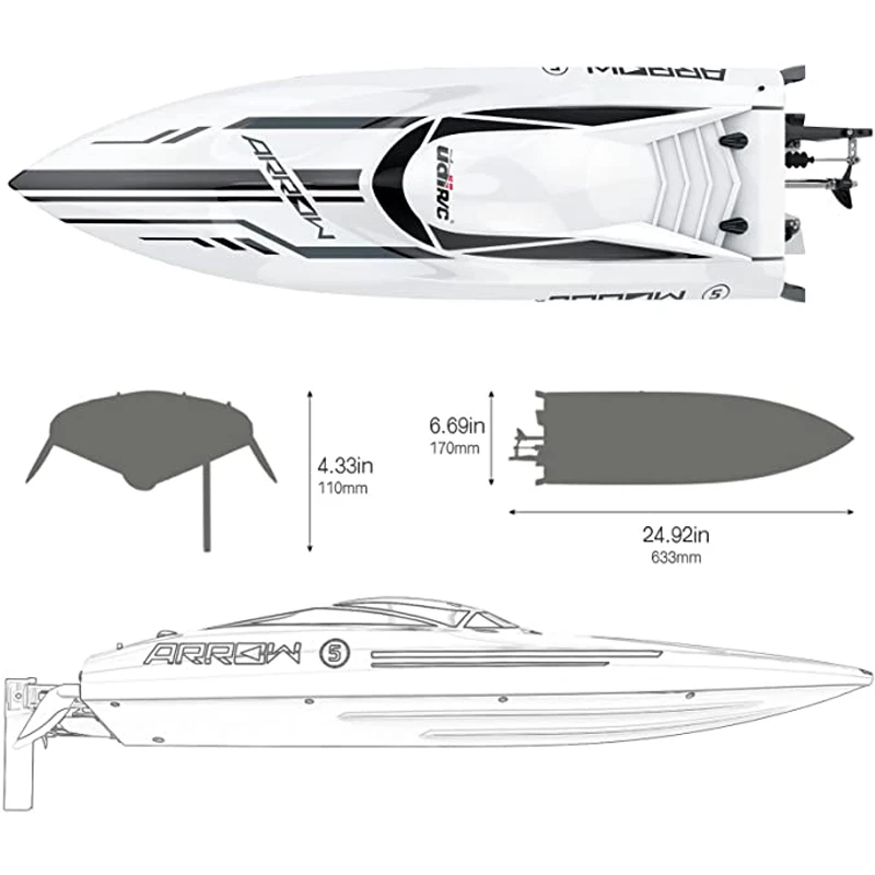 RC Boat High Speed 50km/h UDiRC UDI005 Waterproof 2.4GHz Radio Control Boat Brushless RC Speedboat Pvc Boat Toys Gift For Kids