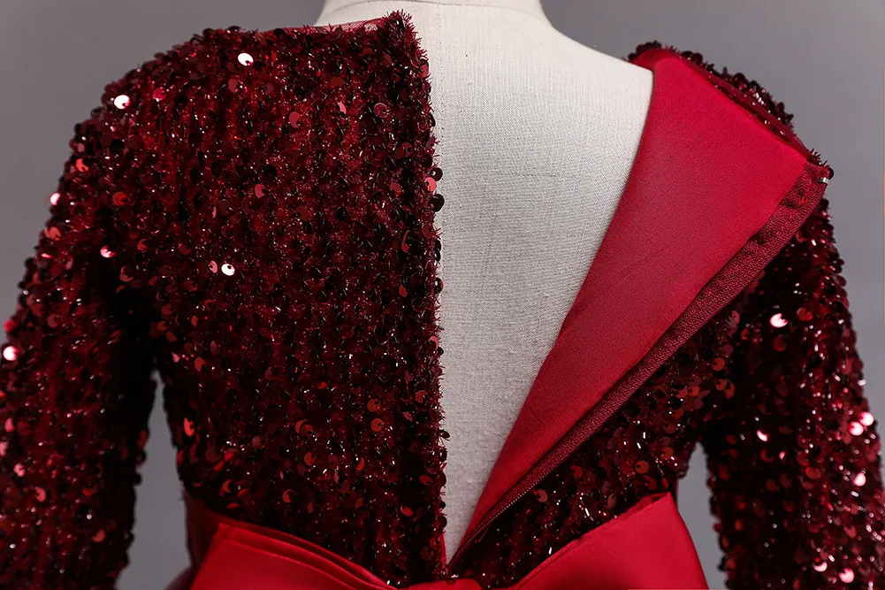 Hot sale 2021 new style Formal sequin Wedding Party Evening Princess kids flower baby girl dress for girl 2-10 year