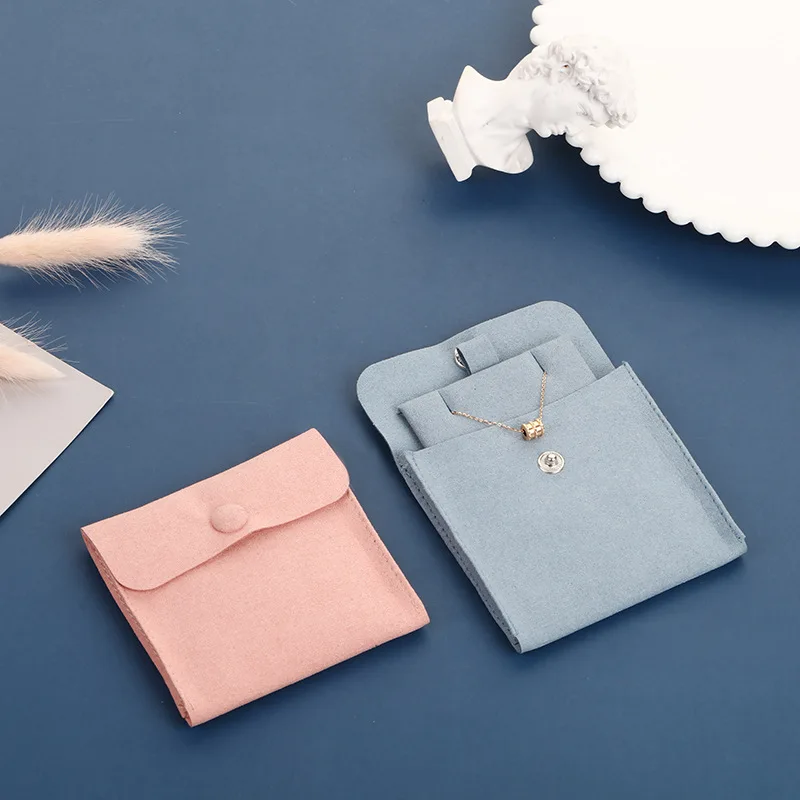 2023 Wholesale Necklace Jewelry Gift Bags Velvet Small Envelope Flap Suede Microfiber Jewelry Pouch Bag