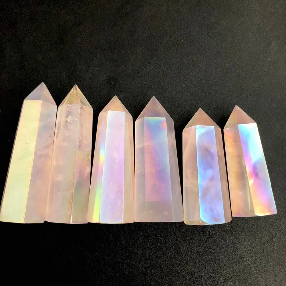 Природные Fengshui Healings Рейки Кристалл полированный Ангел Aura розовый кварц точечная палочка