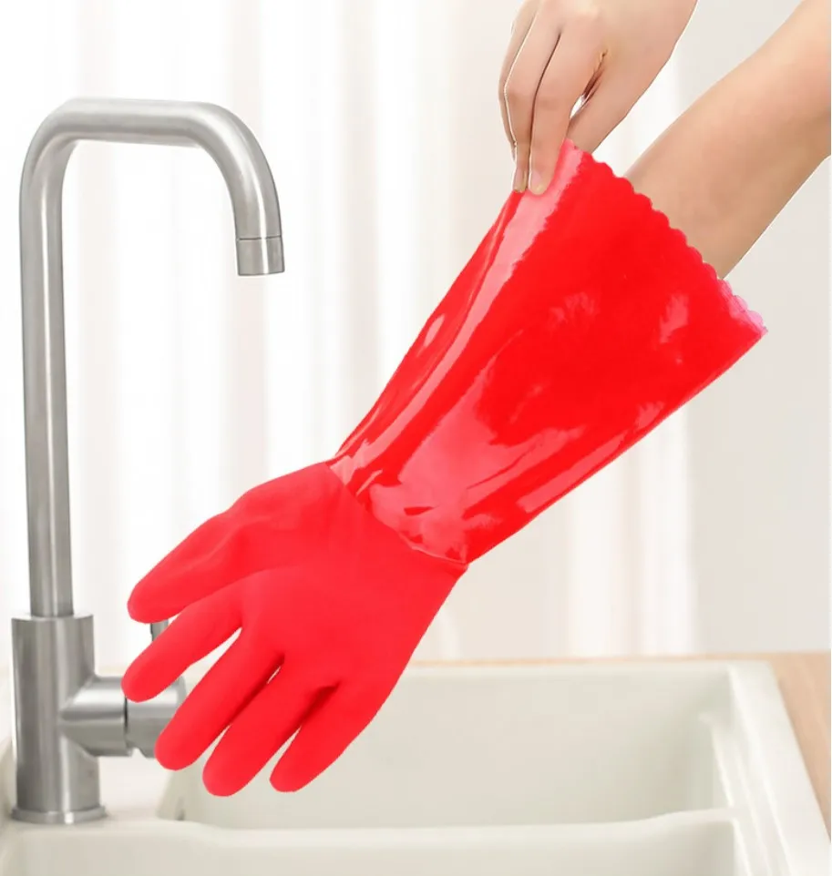 Household Dish Washing Cleaning Pvc Cotton Multipurpose Hand Gloves For Washing Latex For  Laundry Bathroom Warm Kitchen Gloves