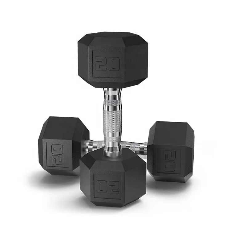 High Quality Cheap Ready To Ship Hot Life 10KG Rubber Gym Training Weight Lifting Hex Rubber Coat Dumbbells Set On Cheap Price