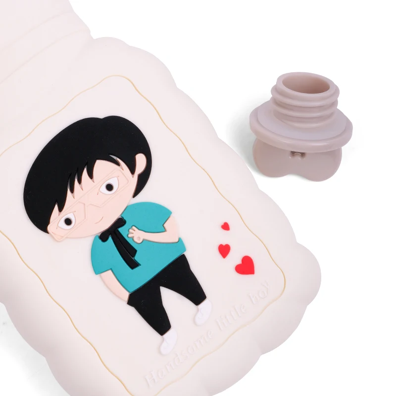 Silicone Hot Water Bottle Hot Water Bag Knit Cover Microwave Heating Bottle Hot & Cold Therapies
