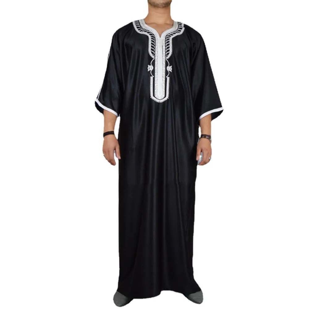 Moroccan kaftan linen and Cotton Kaftan Long Dress For Men Durable Kaftan Robe Arab Thobe Muslim Nightshirts Pajama Clothes
